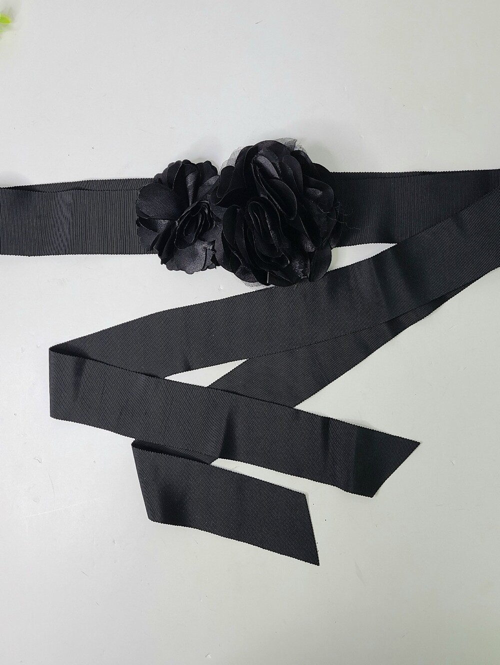 White House Black Market Floral Ribbon Wrap Belt